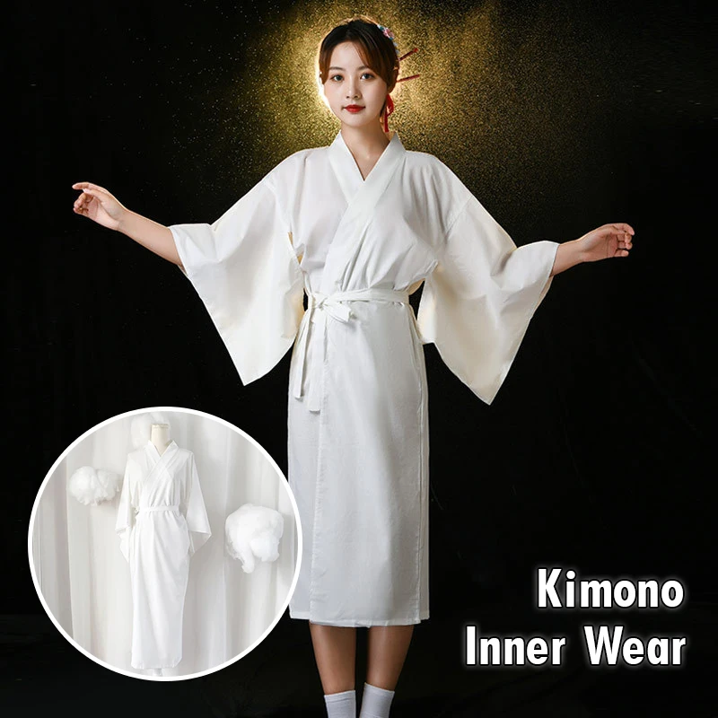 Women'S Kimono Accessories - Quimono japonês tradicional branco com cinto,