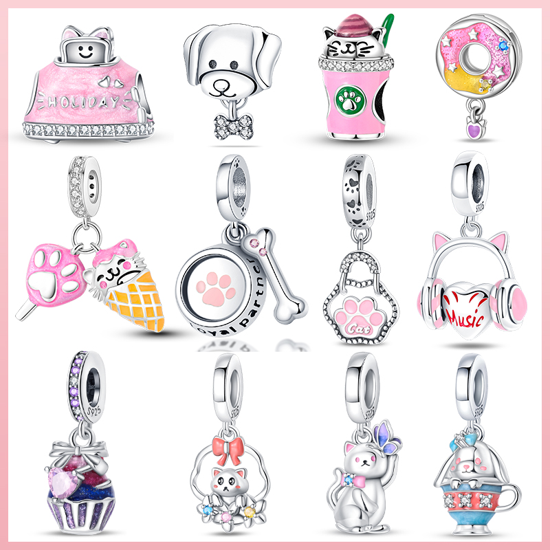 Women Accessories Pandora - Novo 925 prata rosa gatinho gourmet