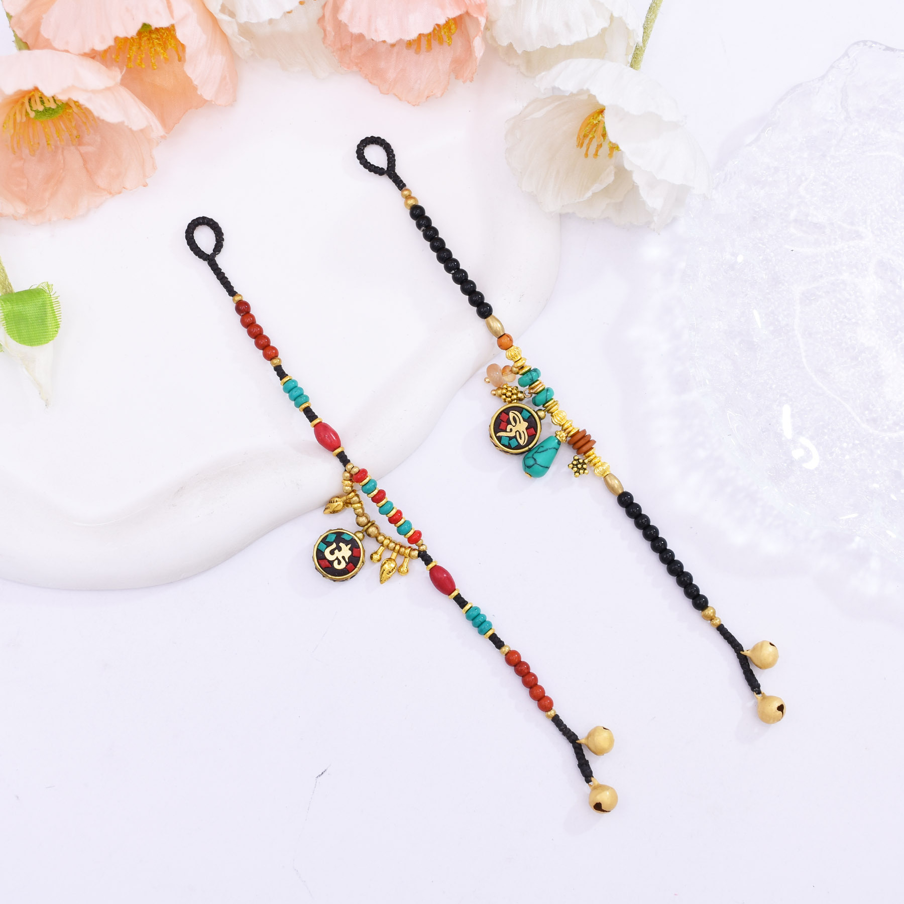 Women Accessories Nepal - Pulseira Tibetana Boêmia Retrô para Mulheres,