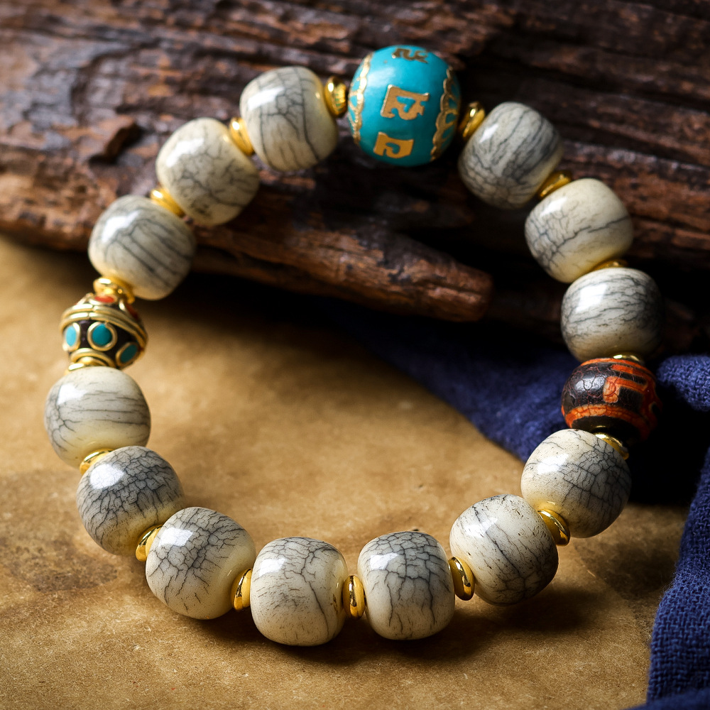 Women Accessories Nepal - Pulseira de Contas de Osso de