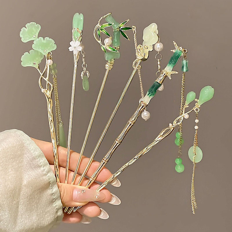 Women Accessories Shop - 1pc elegante estilo chinês verde hairpin