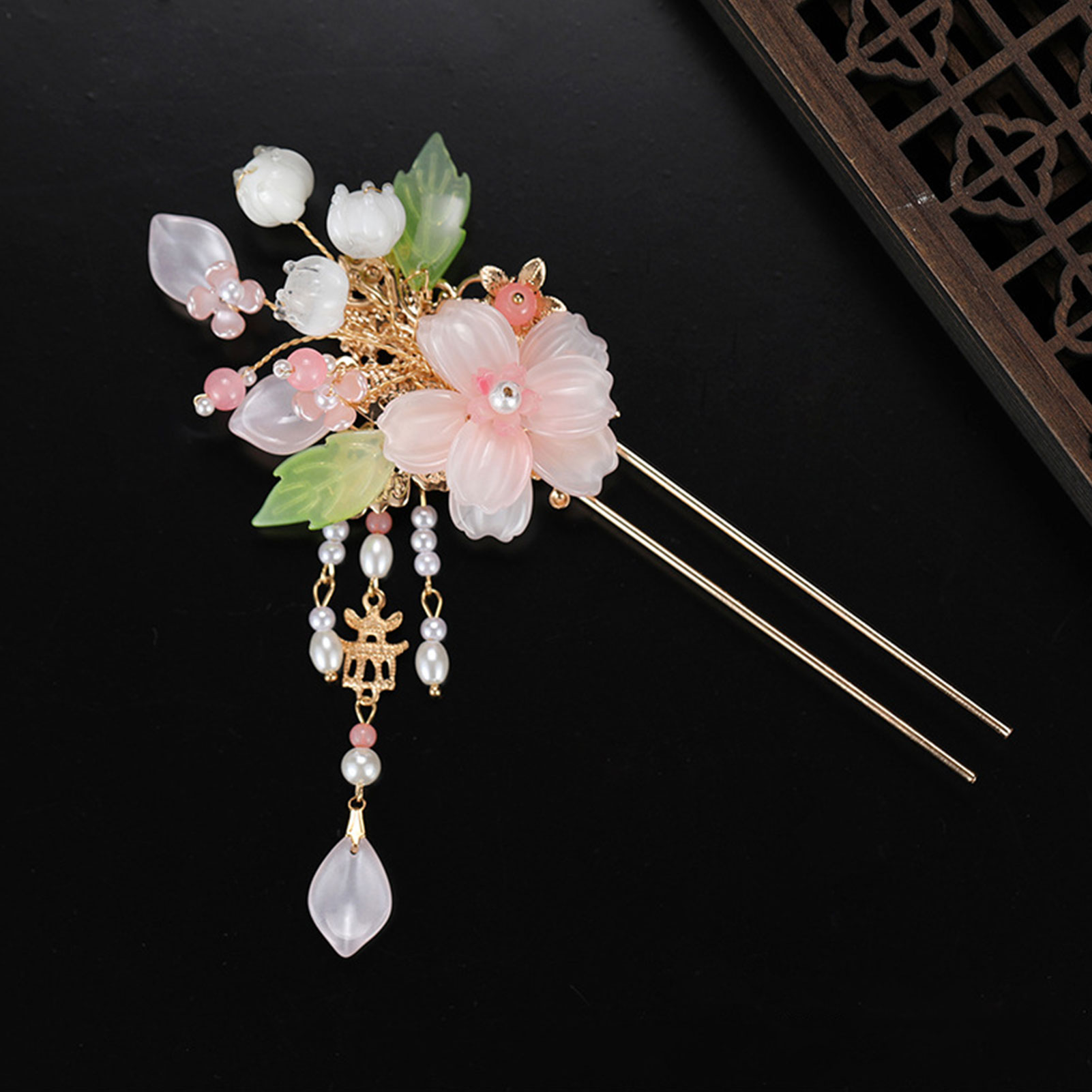 Elegante flor rosa grampos de  - Pearl Hair Pin avaliação e preço
