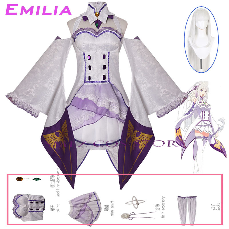 Fantasia de Cosplay Emilia do  - Women'S Anime Accessories avaliação e preço